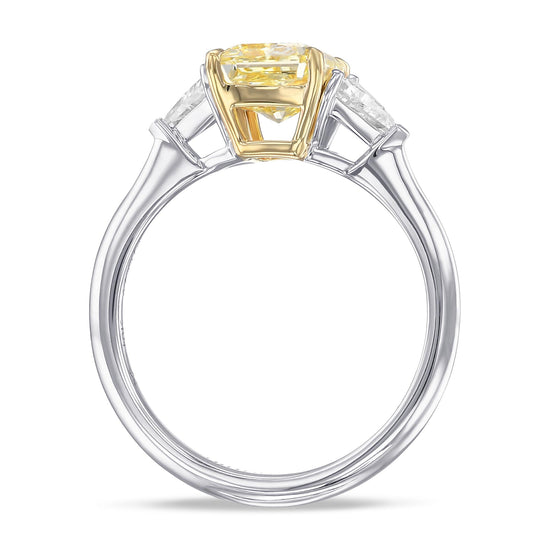 Fancy Yellow Radiant and Triangle Diamond Engagement and Wedding Ring Set