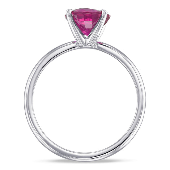 Round Pigeon Blood Burmese Ruby Solitaire Ring 