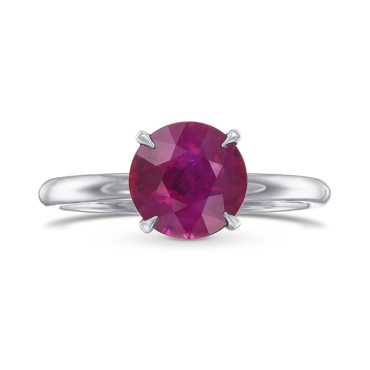 Round Pigeon Blood Burmese Ruby Solitaire Ring 