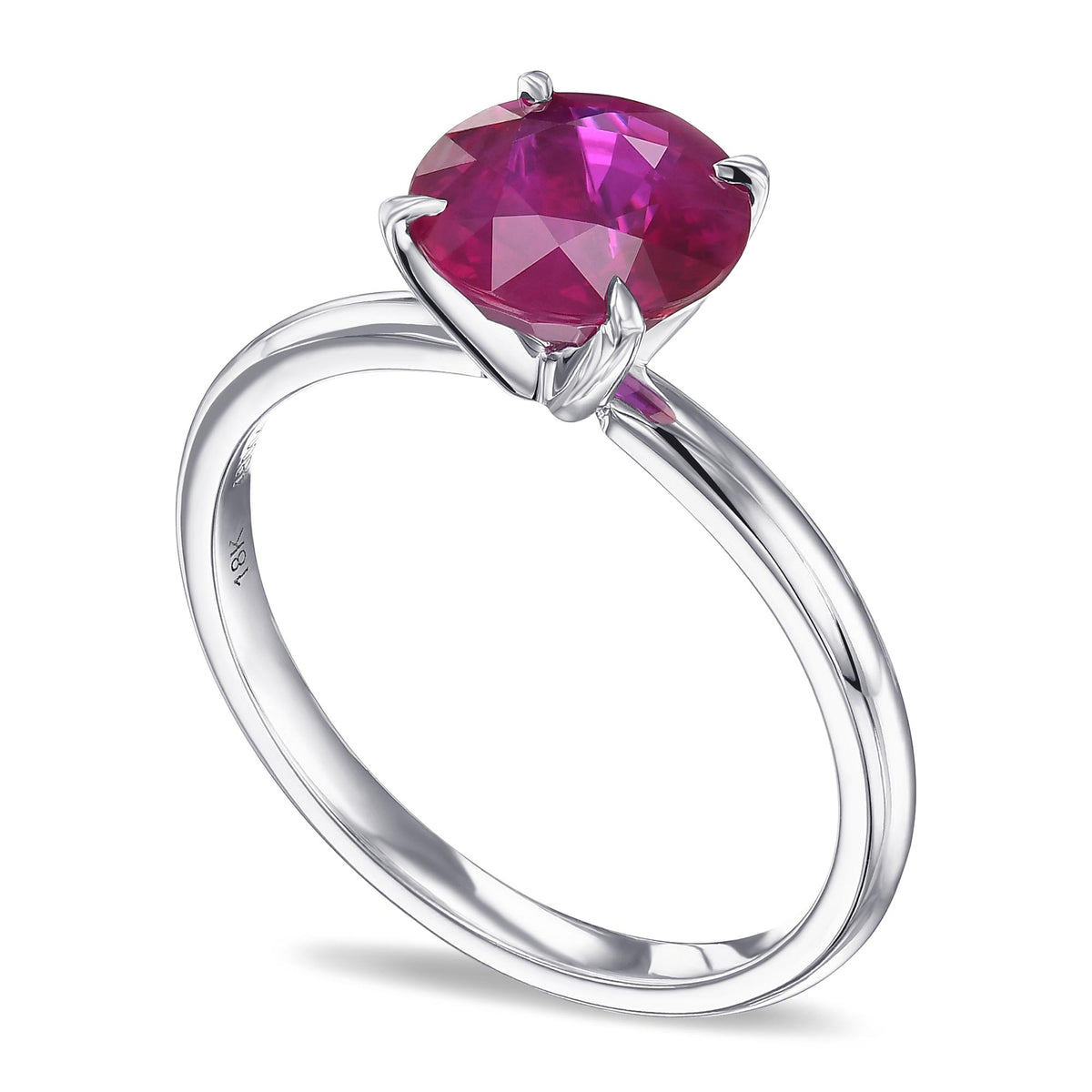 Round Pigeon Blood Burmese Ruby Solitaire Ring 