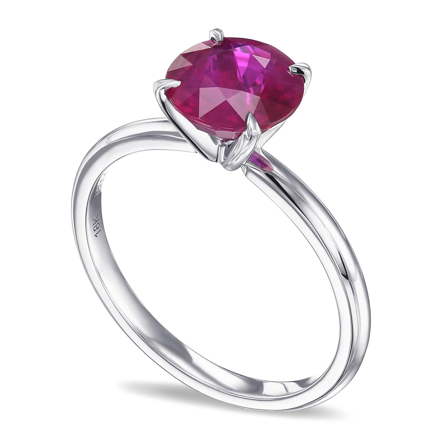 Round Pigeon Blood Burmese Ruby Solitaire Ring 