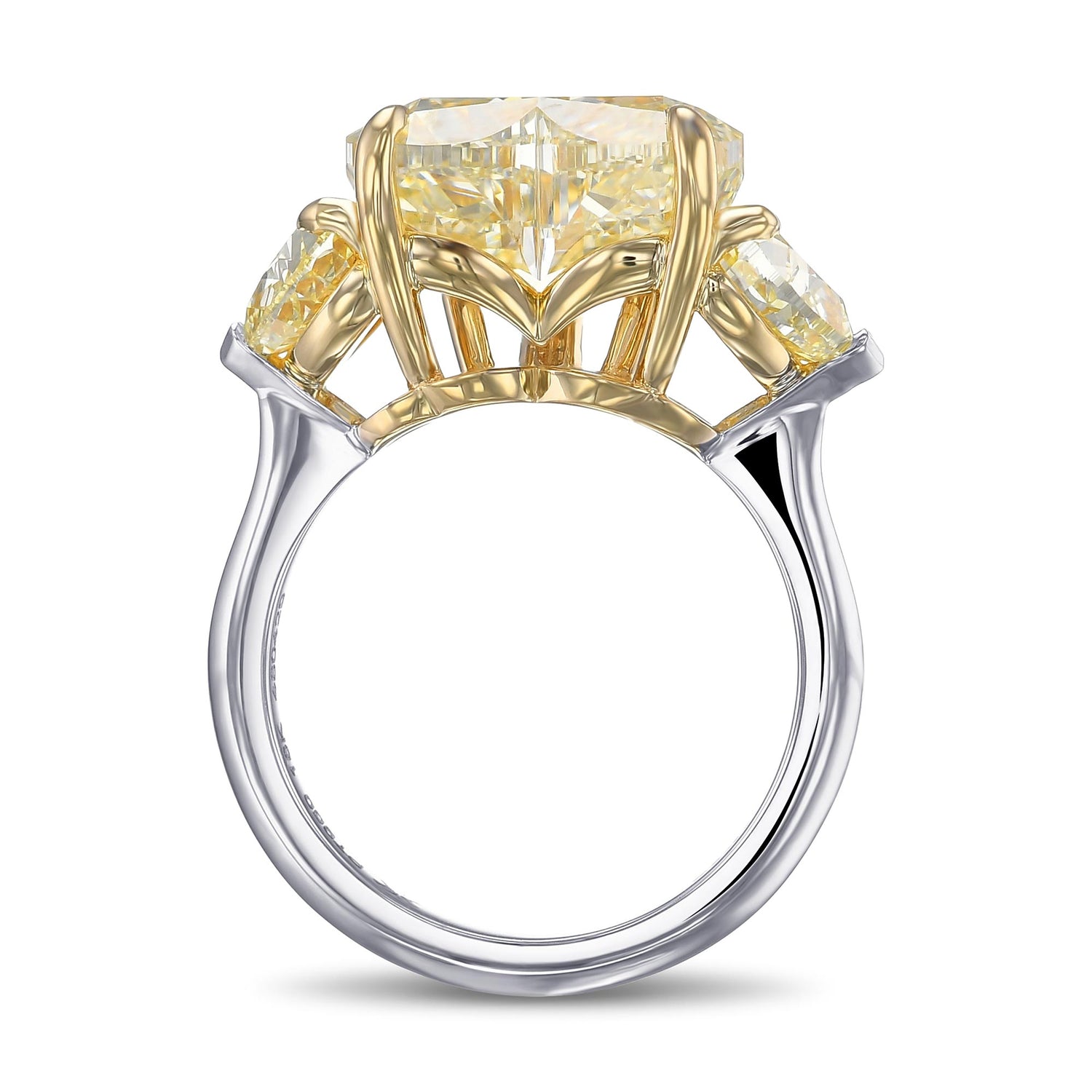 Light Yellow Heart Engagement Side Stone Ring