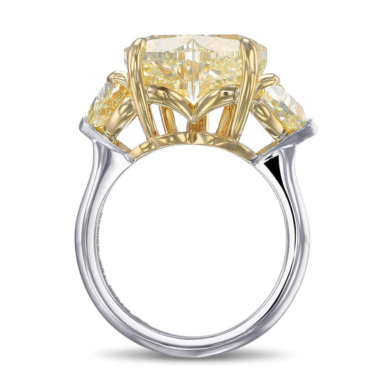 Light Yellow Heart Engagement Side Stone Ring