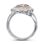 Fancy Deep Pink and Chameleon Pear 2-Stone Halo Diamond Ring