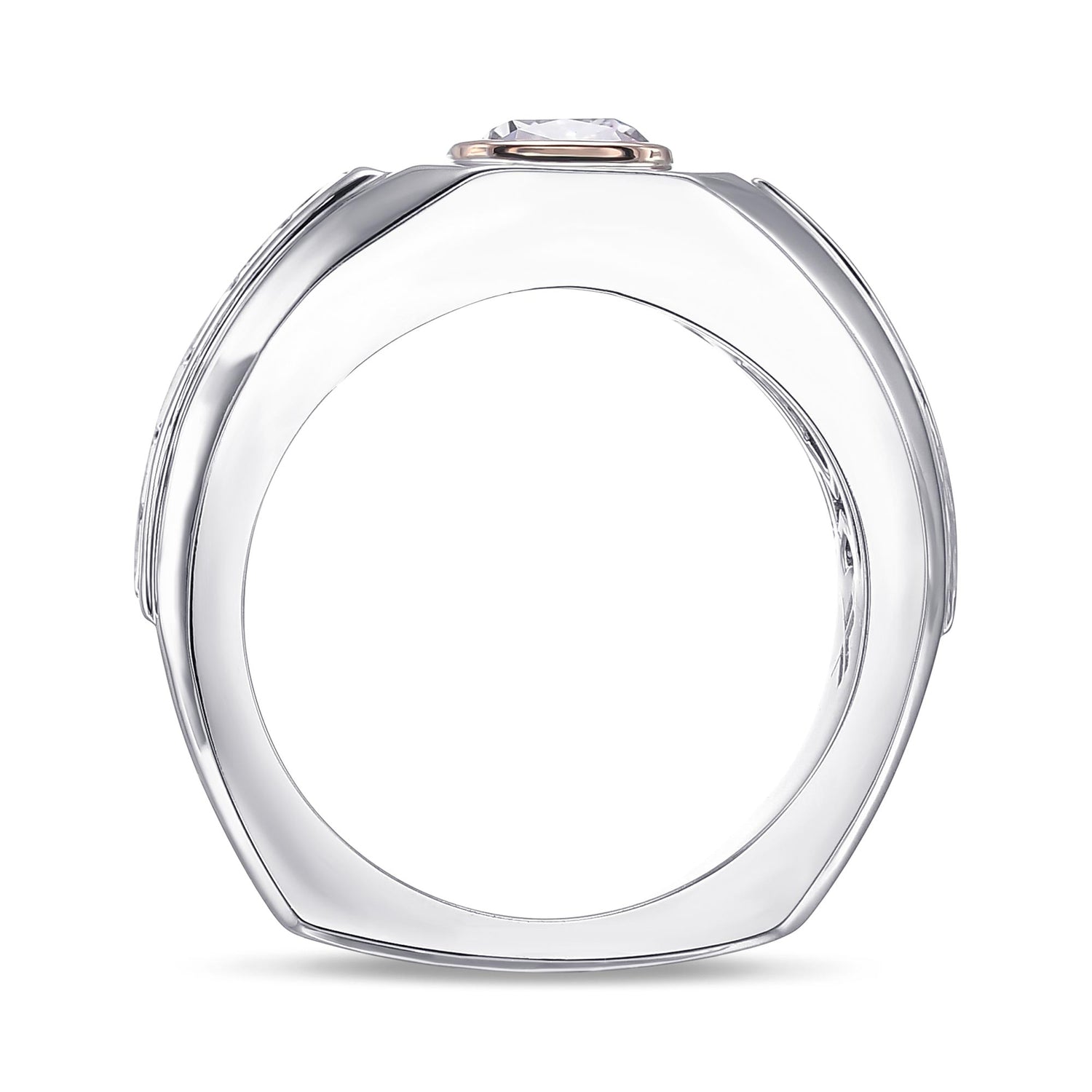 Fancy Light Purplish Pink Cushion Diamond Men's Ring