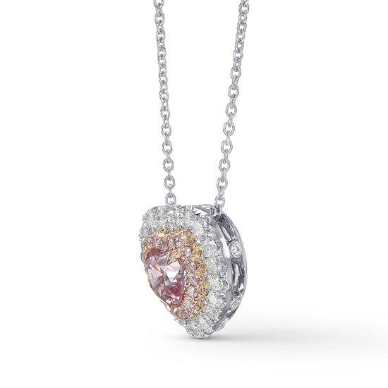 Fancy Intense Pink Heart Double Halo Diamond Pendant