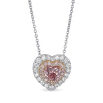 Fancy Intense Pink Heart Double Halo Diamond Pendant