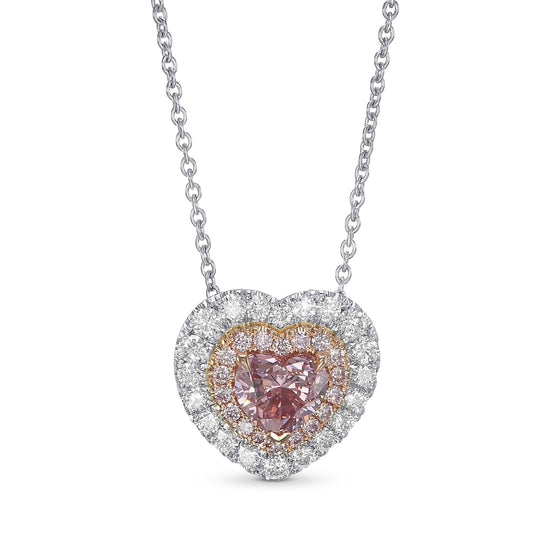 Fancy Intense Pink Heart Double Halo Diamond Pendant