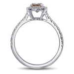 Fancy Dark Orangy Brown Radiant Halo Diamond Ring