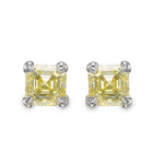 Fancy Yellow Asscher-cut Diamond Stud Earrings