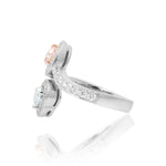GIA certified Light Pink And Light Green Heart Diamond Halo Ring