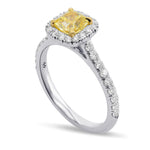 Fancy Intense Yellow Cushion Halo Diamond Ring