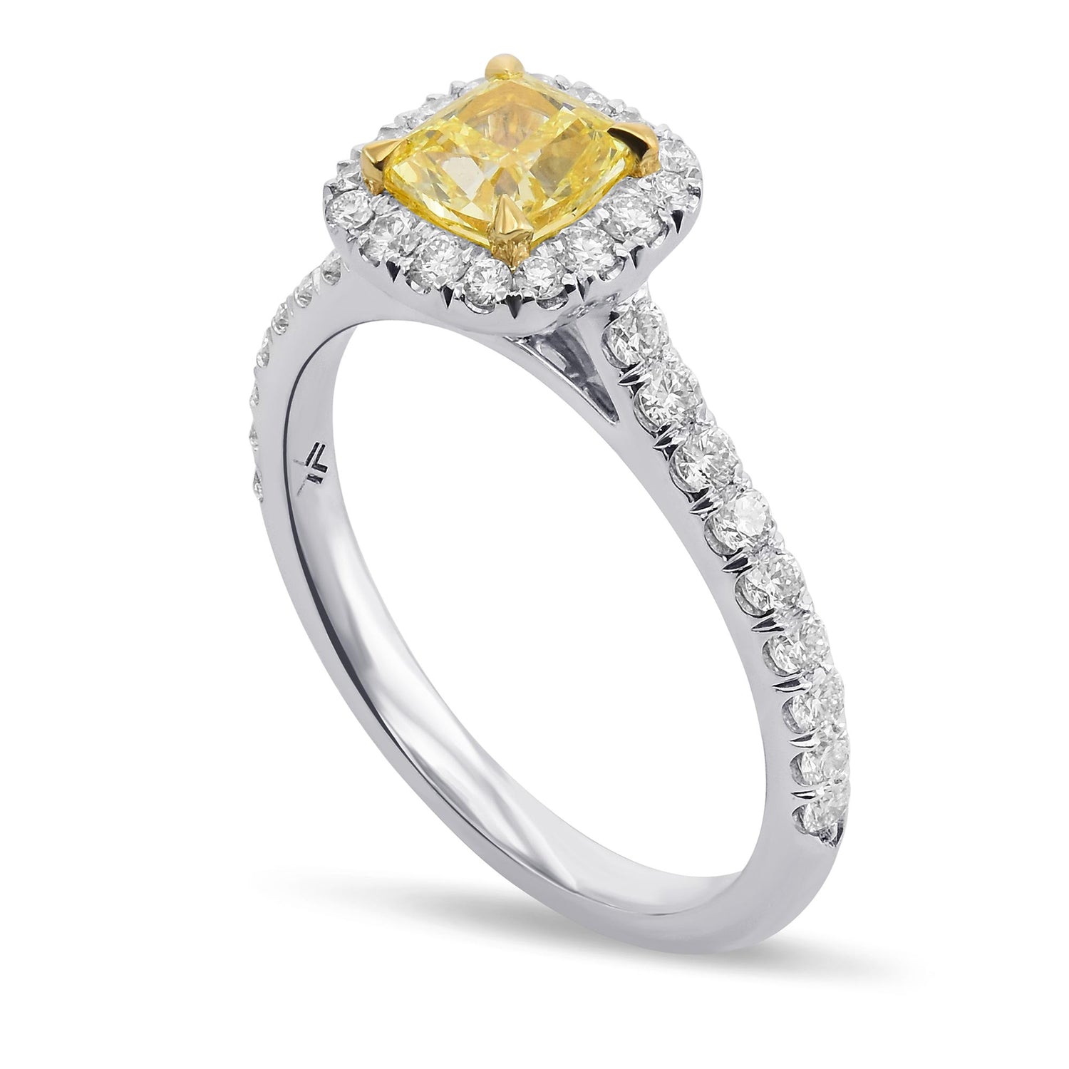 Fancy Intense Yellow Cushion Halo Diamond Ring