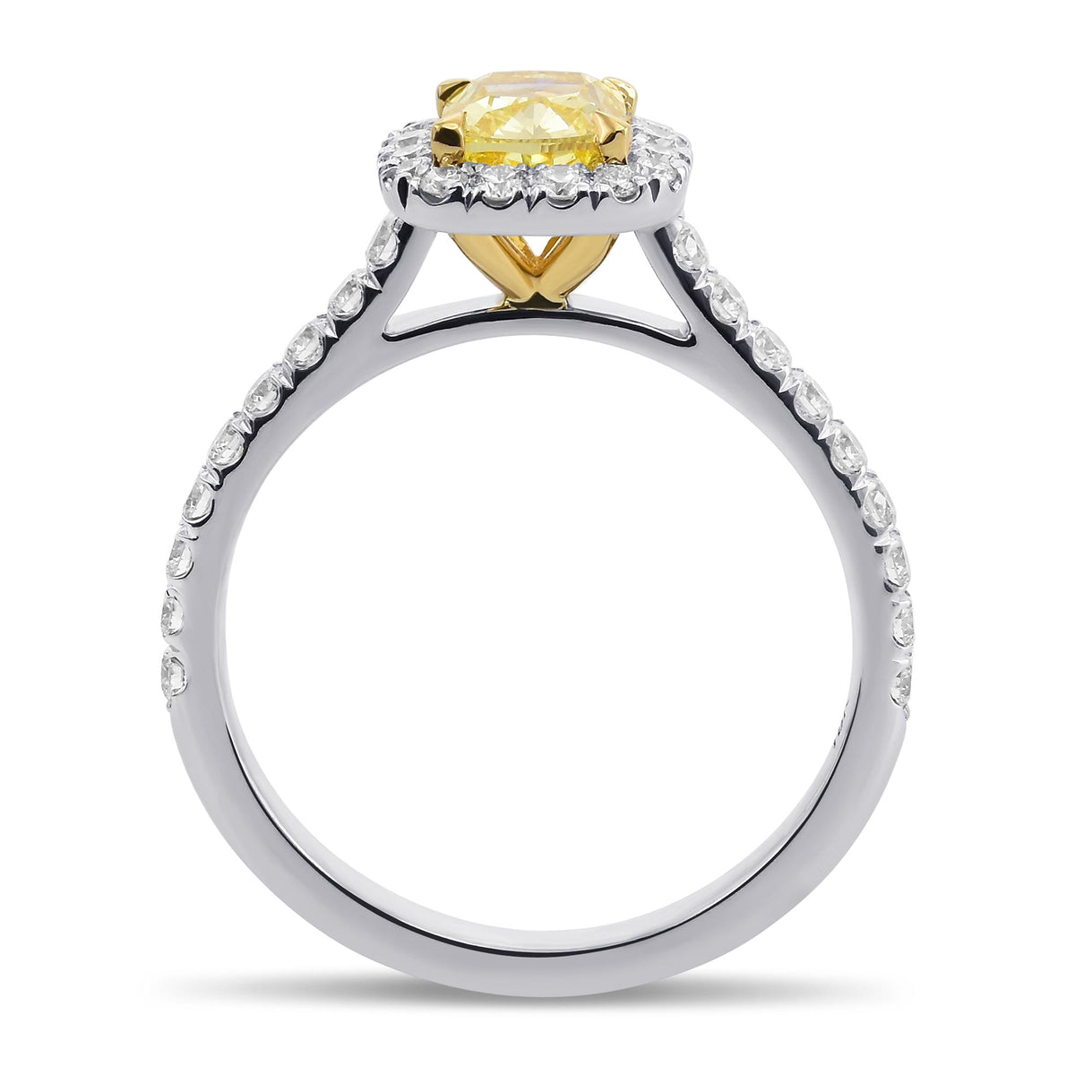 Fancy Intense Yellow Cushion Halo Diamond Ring