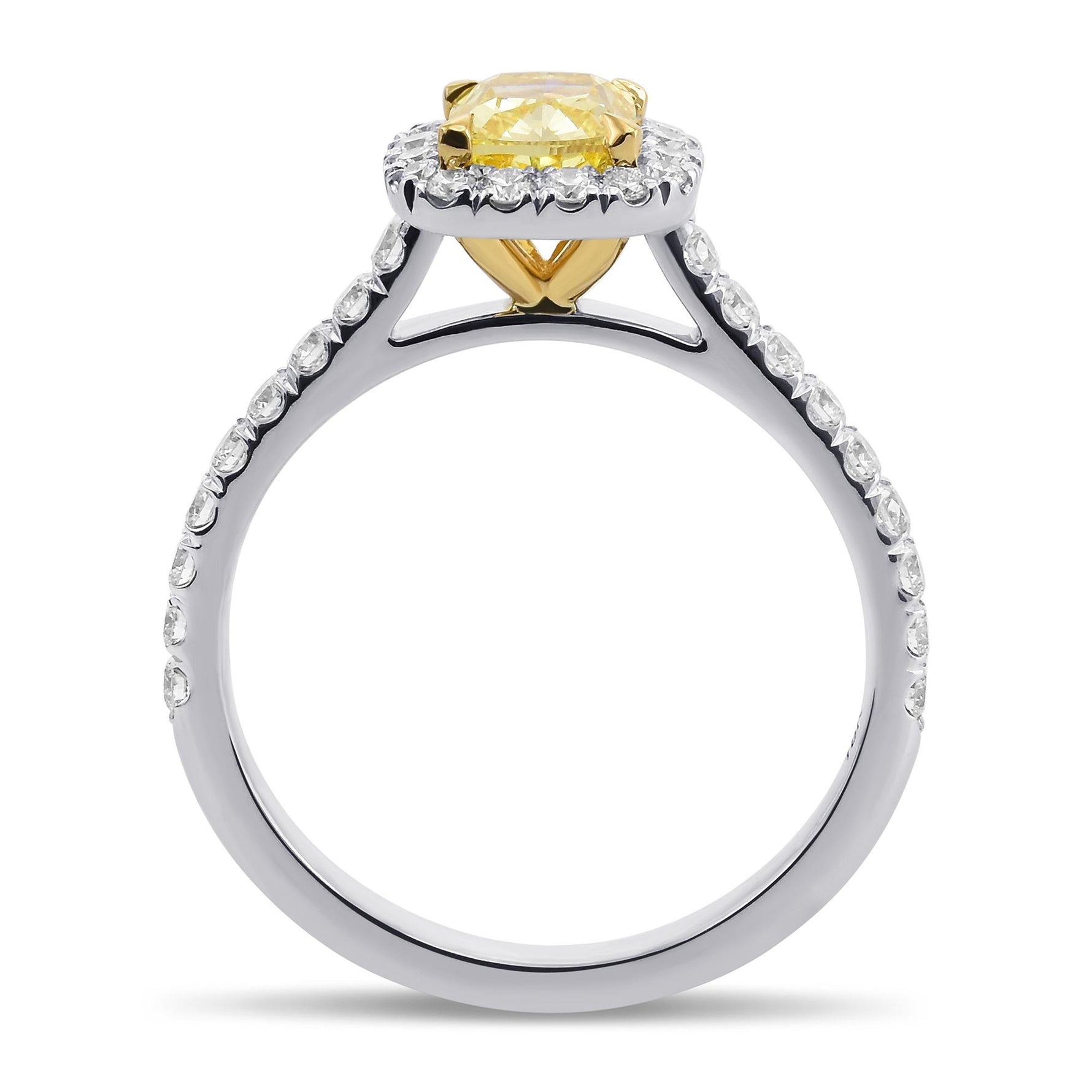 Fancy Intense Yellow Cushion Halo Diamond Ring