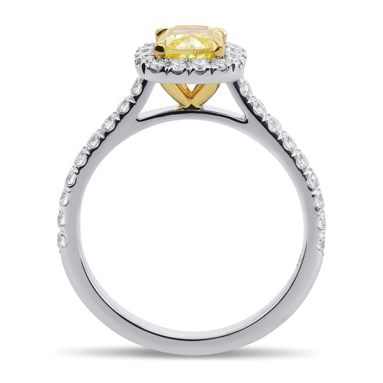 Fancy Intense Yellow Cushion Halo Diamond Ring