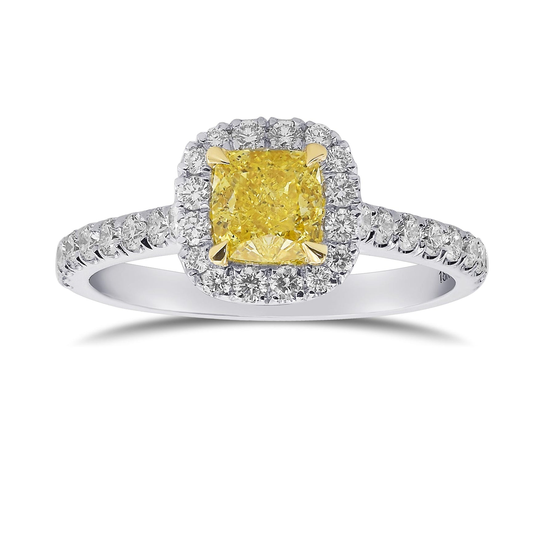 Fancy Intense Yellow Cushion Halo Diamond Ring