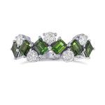 Green Tourmaline and Diamond Band Ring