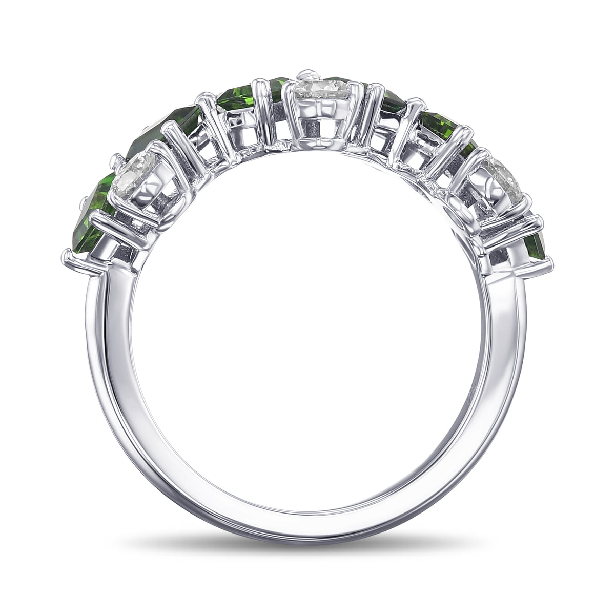 Green Tourmaline and Diamond Band Ring