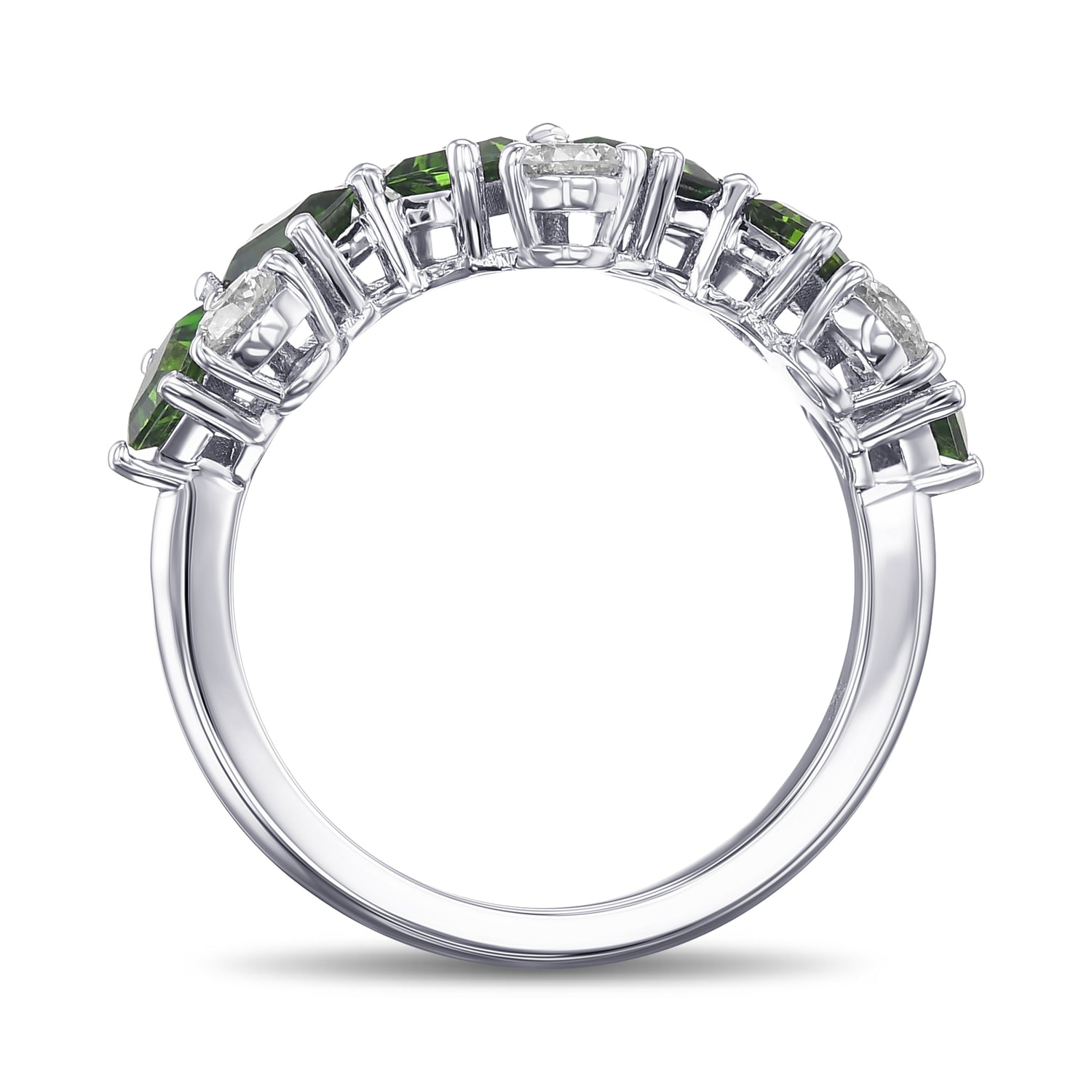 Green Tourmaline and Diamond Band Ring