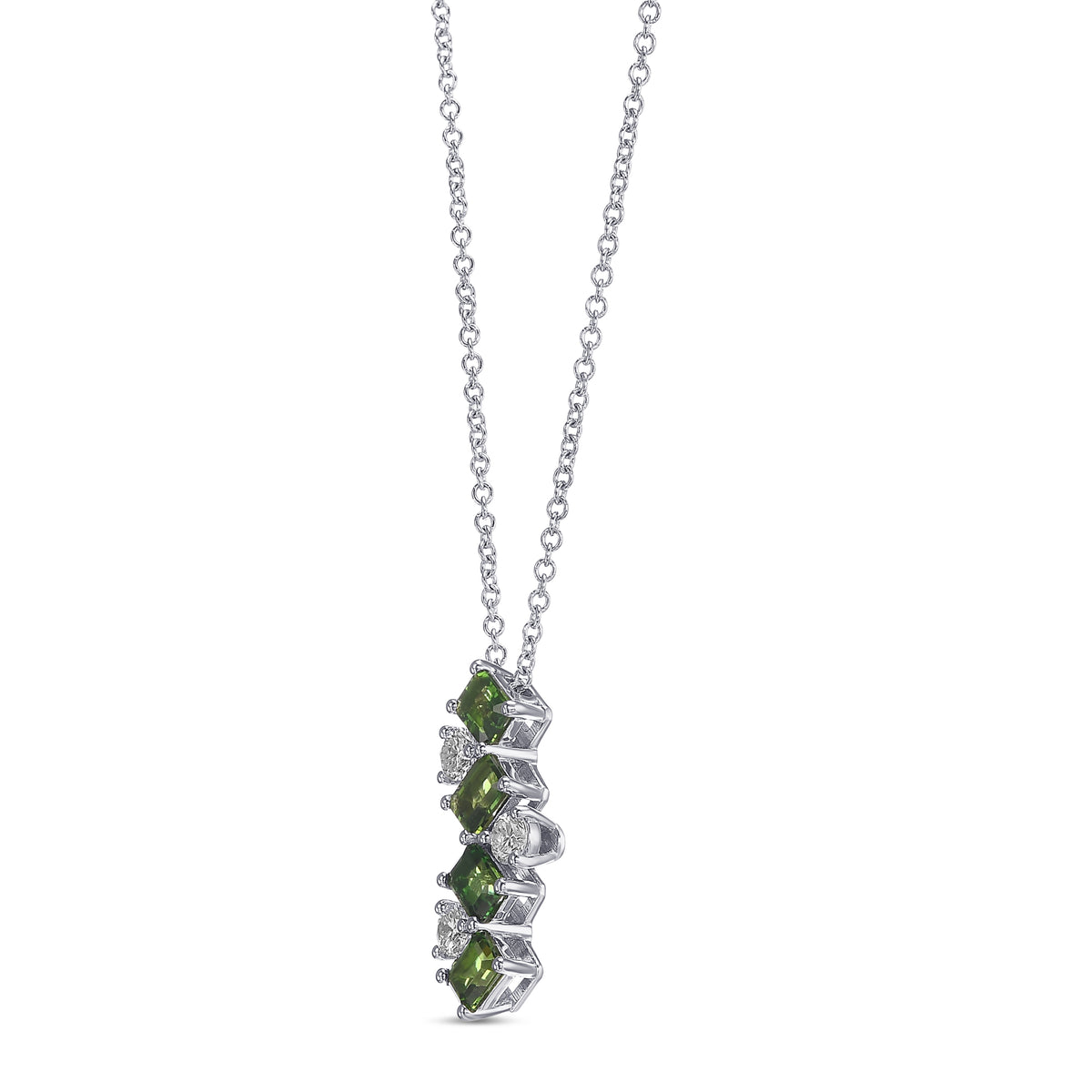 Green Tourmaline and Diamond Drop Pendant