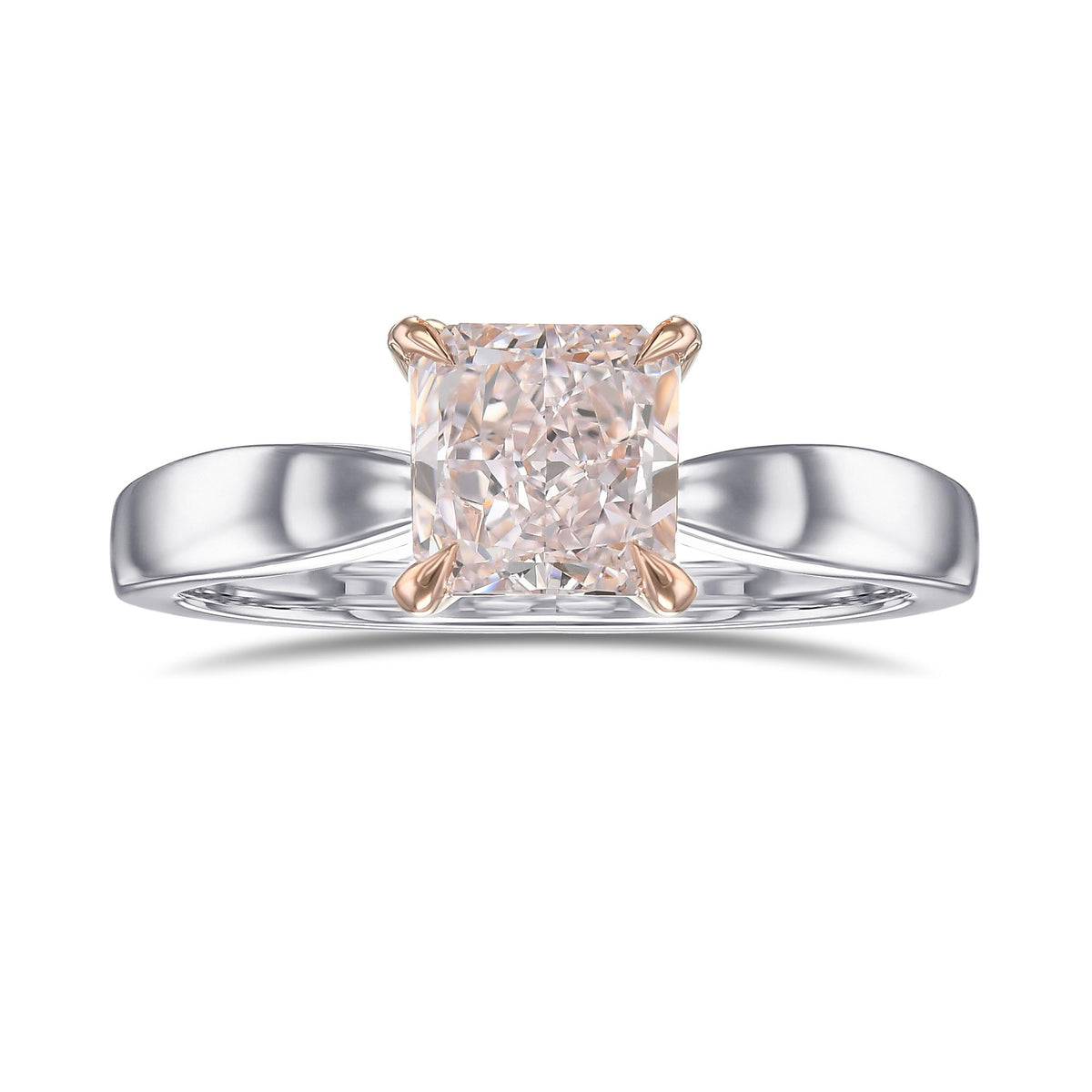 Very Light Pink Radiant Solitaire Diamond Ring