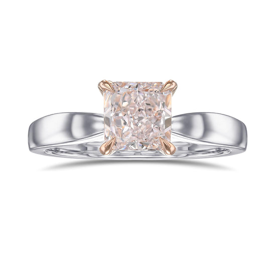 Very Light Pink Radiant Solitaire Diamond Ring