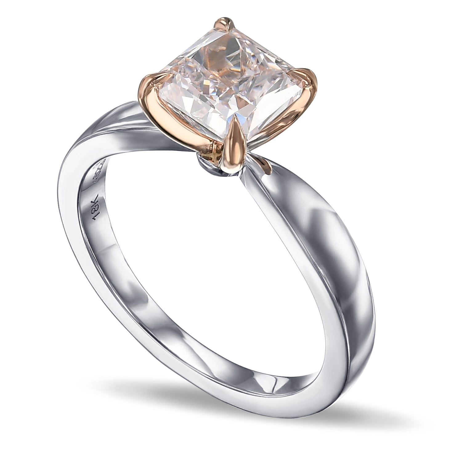 Very Light Pink Radiant Solitaire Diamond Ring