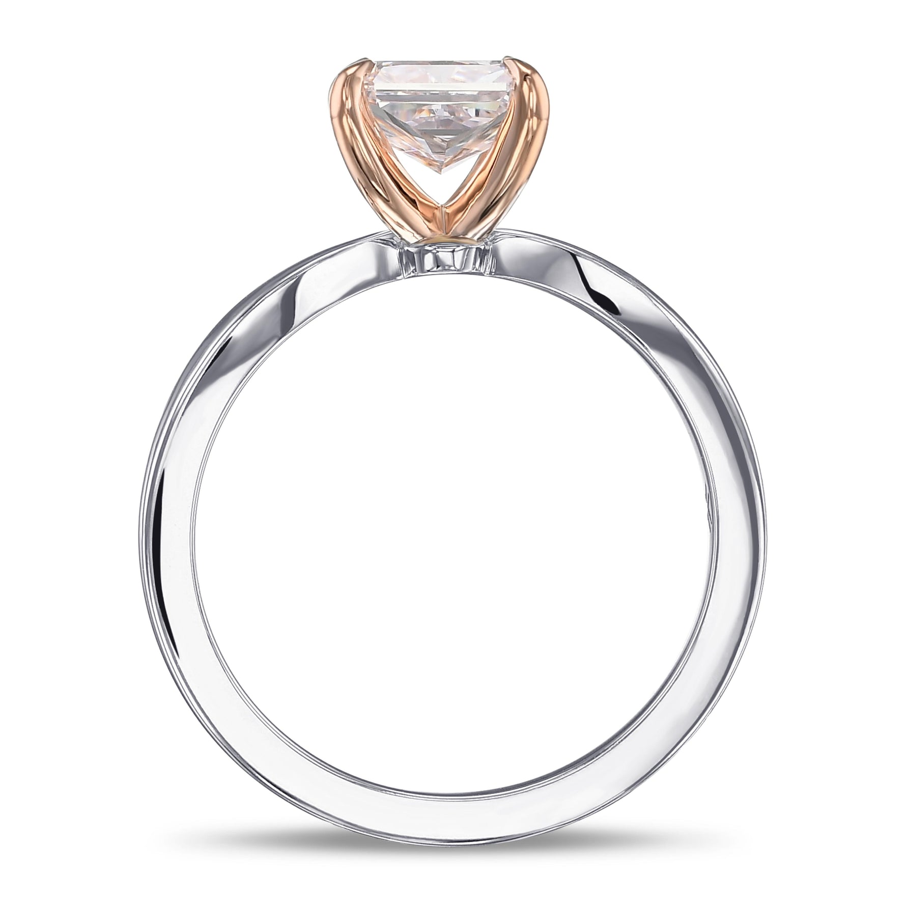 Very Light Pink Radiant Solitaire Diamond Ring