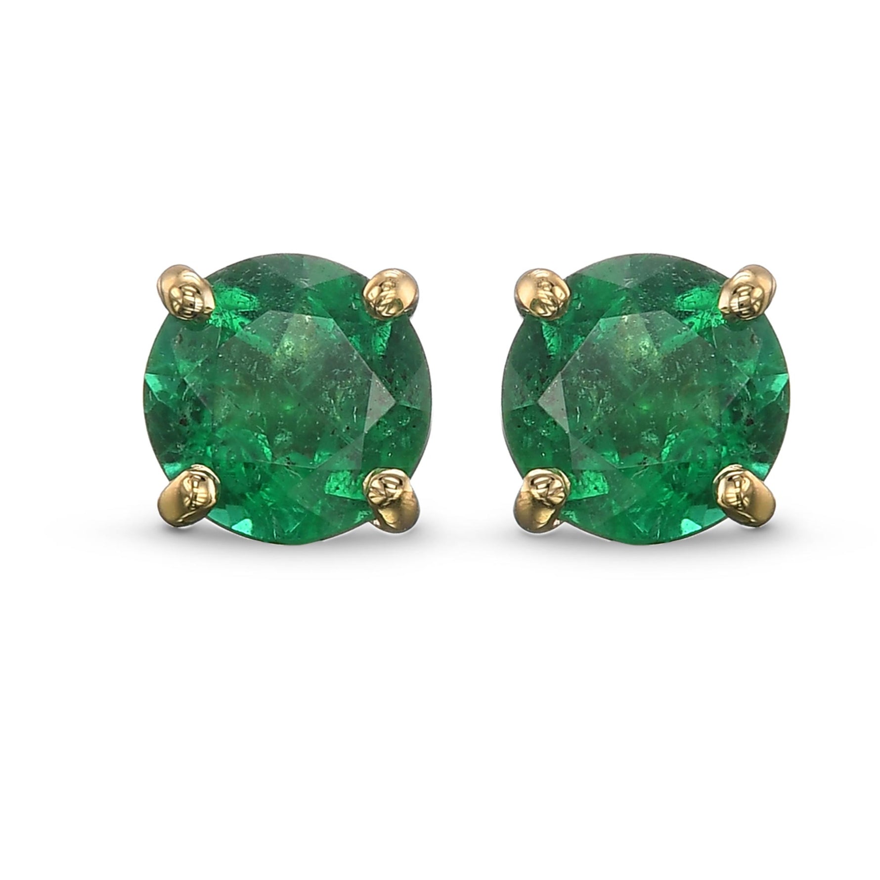 Round Emerald Stud Earrings