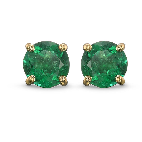 Round Emerald Stud Earrings