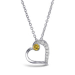 Fancy Vivid Orange Yellow & White Diamond Heart Pendant