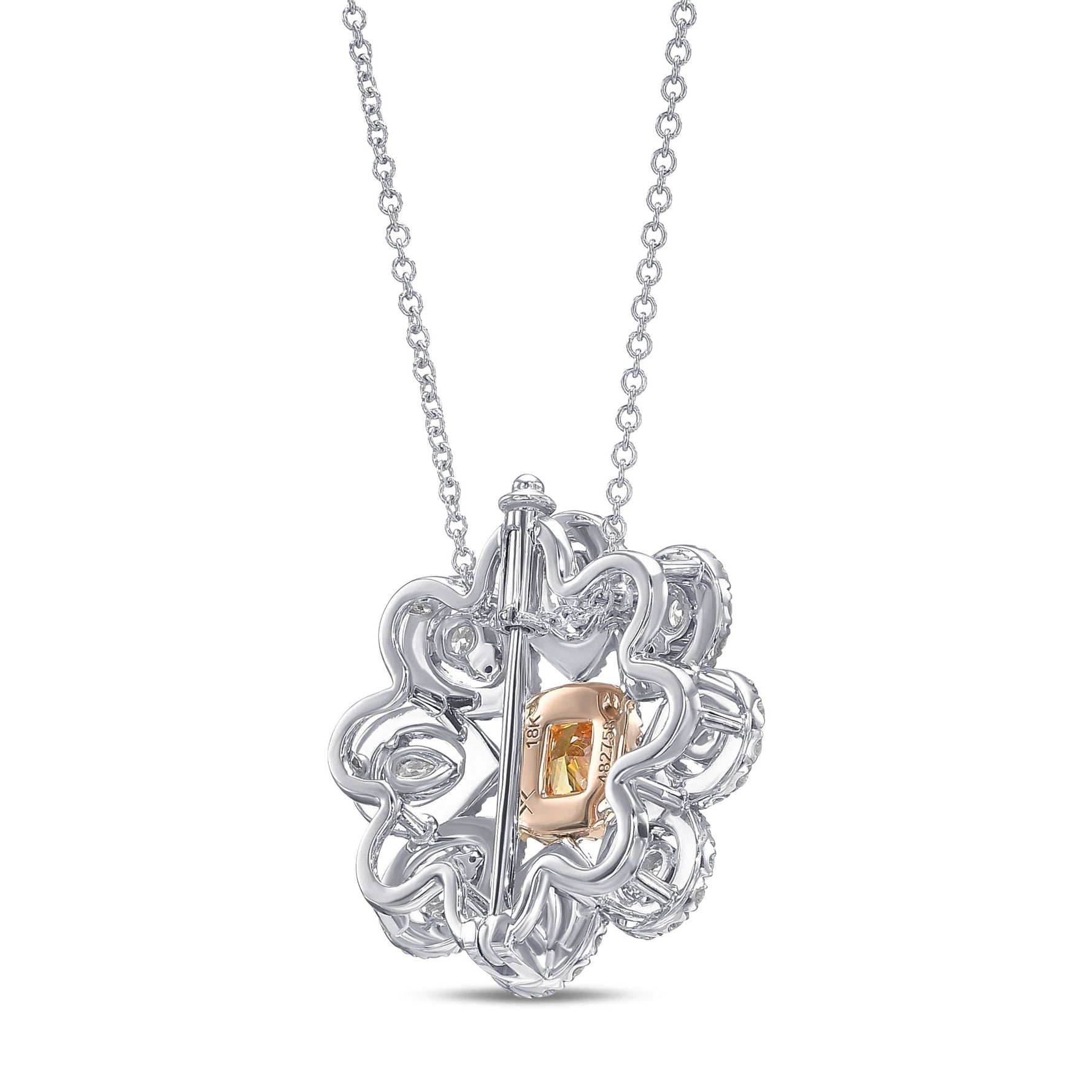 Fancy Vivid Yellowish Orange Radiant Diamond Pin & Pendant