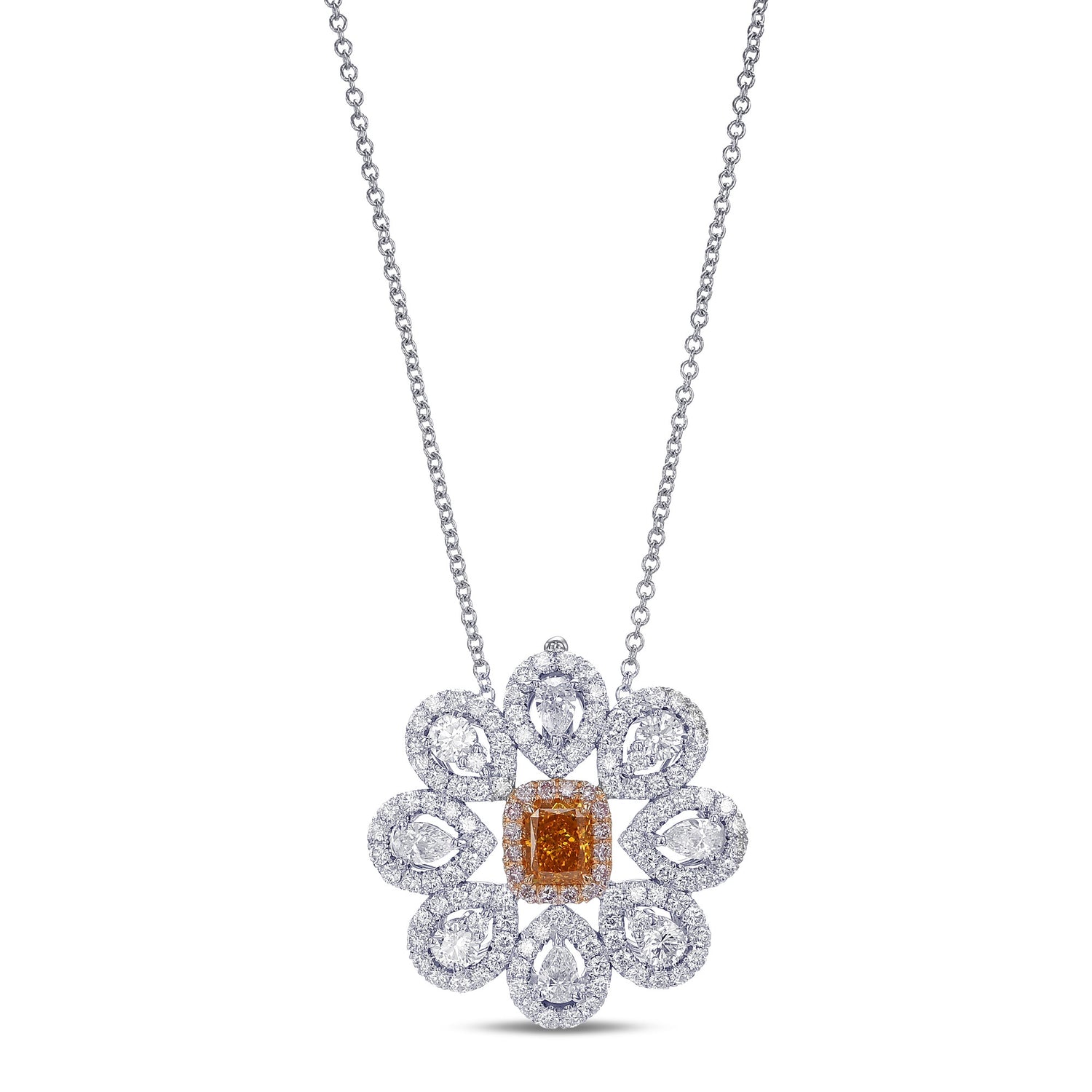 Fancy Vivid Yellowish Orange Radiant Diamond Pin & Pendant