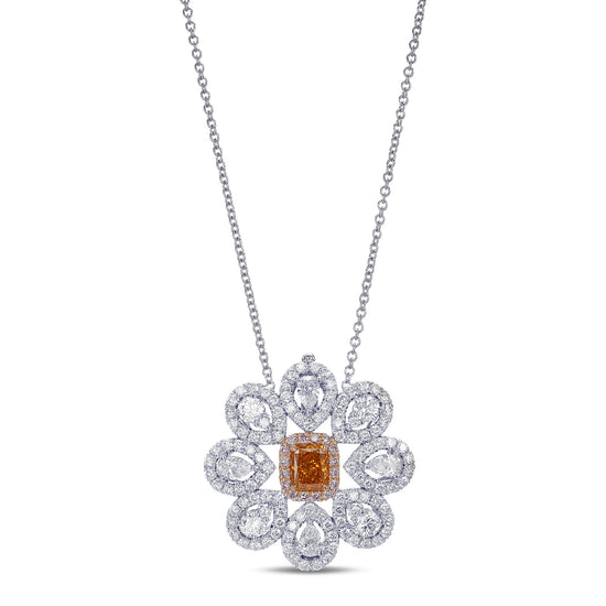 Fancy Vivid Yellowish Orange Radiant Diamond Pin & Pendant