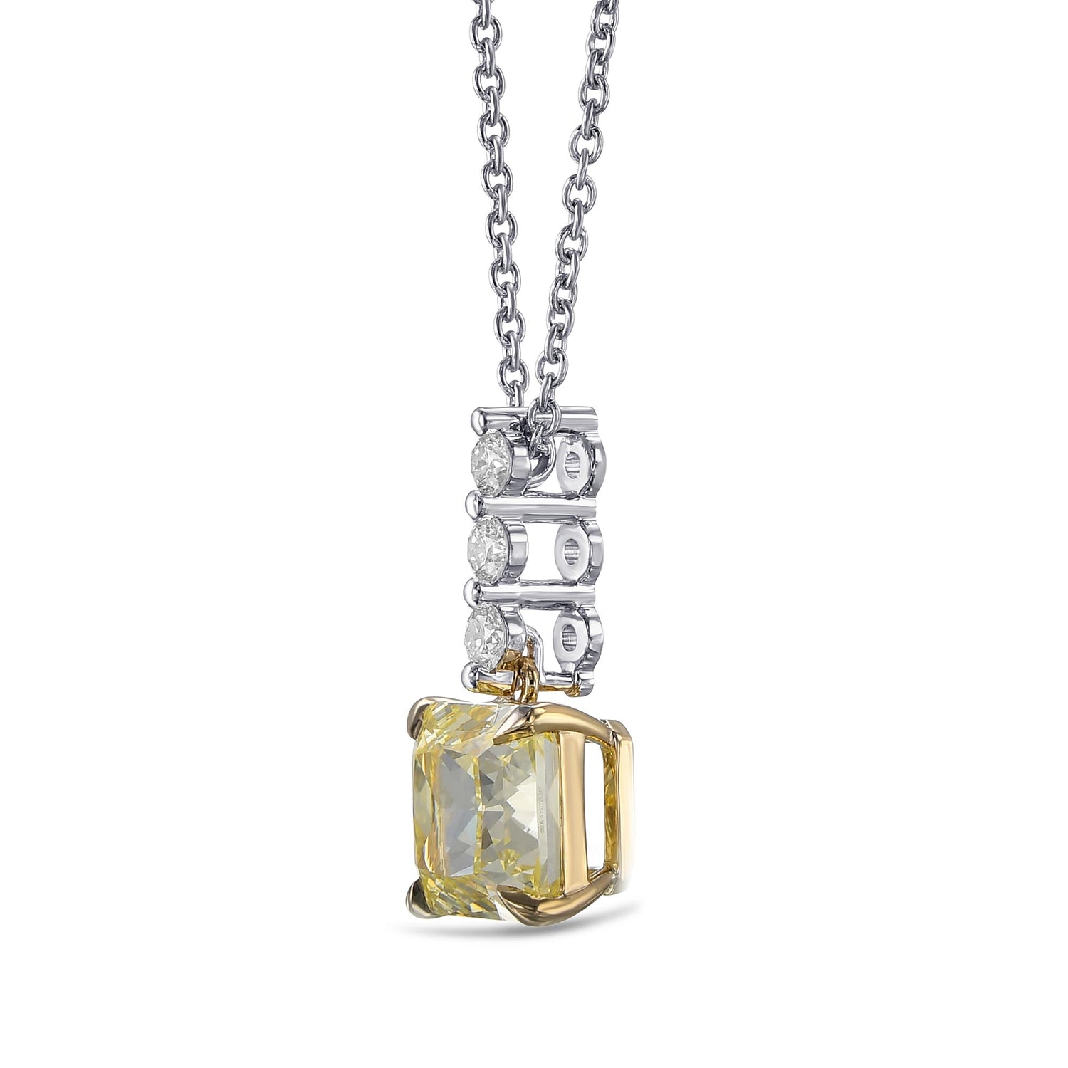 Fancy Intense Yellow Radiant Diamond Drop Pendant