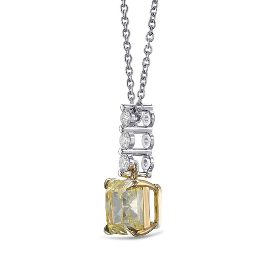 Fancy Intense Yellow Radiant Diamond Drop Pendant
