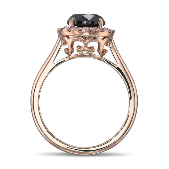 Fancy Black Round Halo Diamond Ring