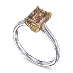 Fancy Deep Brownish Yellowish Orange Emerald Solitaire Diamond Ring