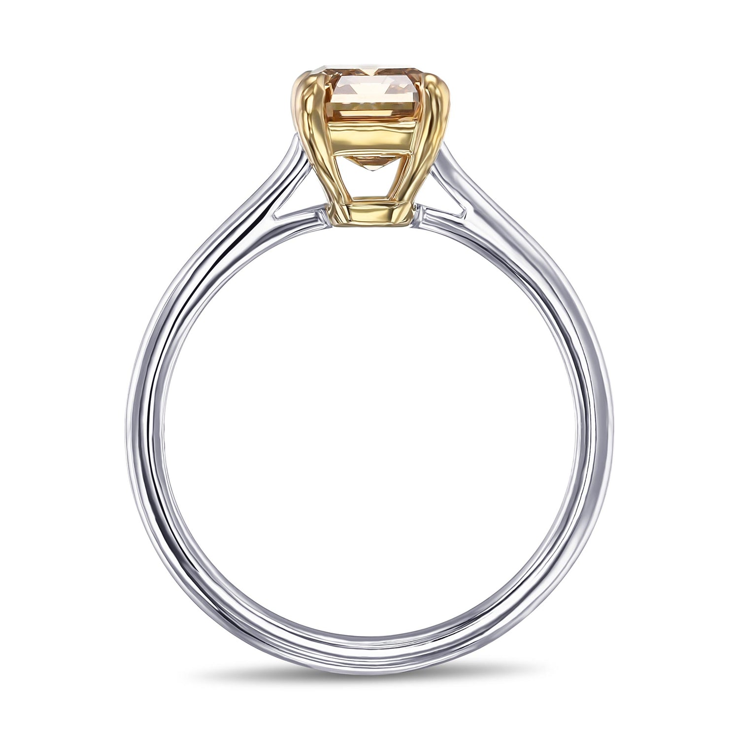 Fancy Deep Brownish Yellowish Orange Emerald Solitaire Diamond Ring