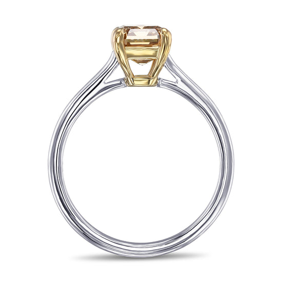 Fancy Deep Brownish Yellowish Orange Emerald Solitaire Diamond Ring