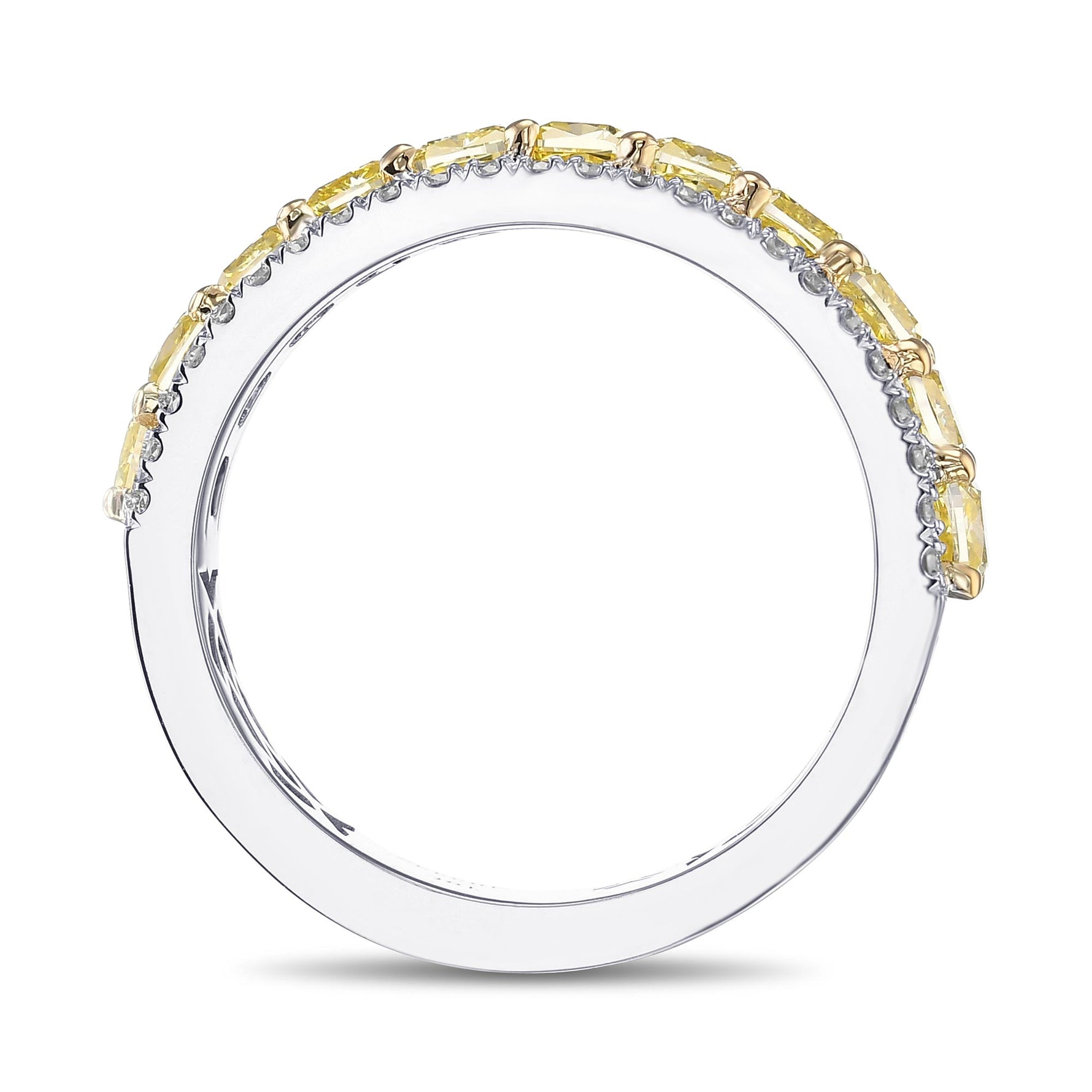 Fancy Yellow Cushion Diamond Band Ring