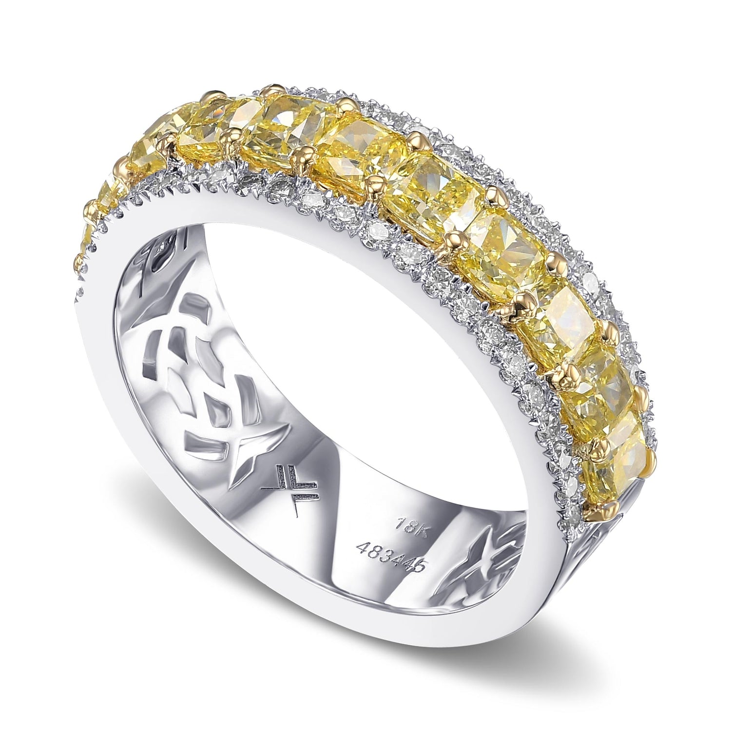 Fancy Yellow Cushion Diamond Band Ring