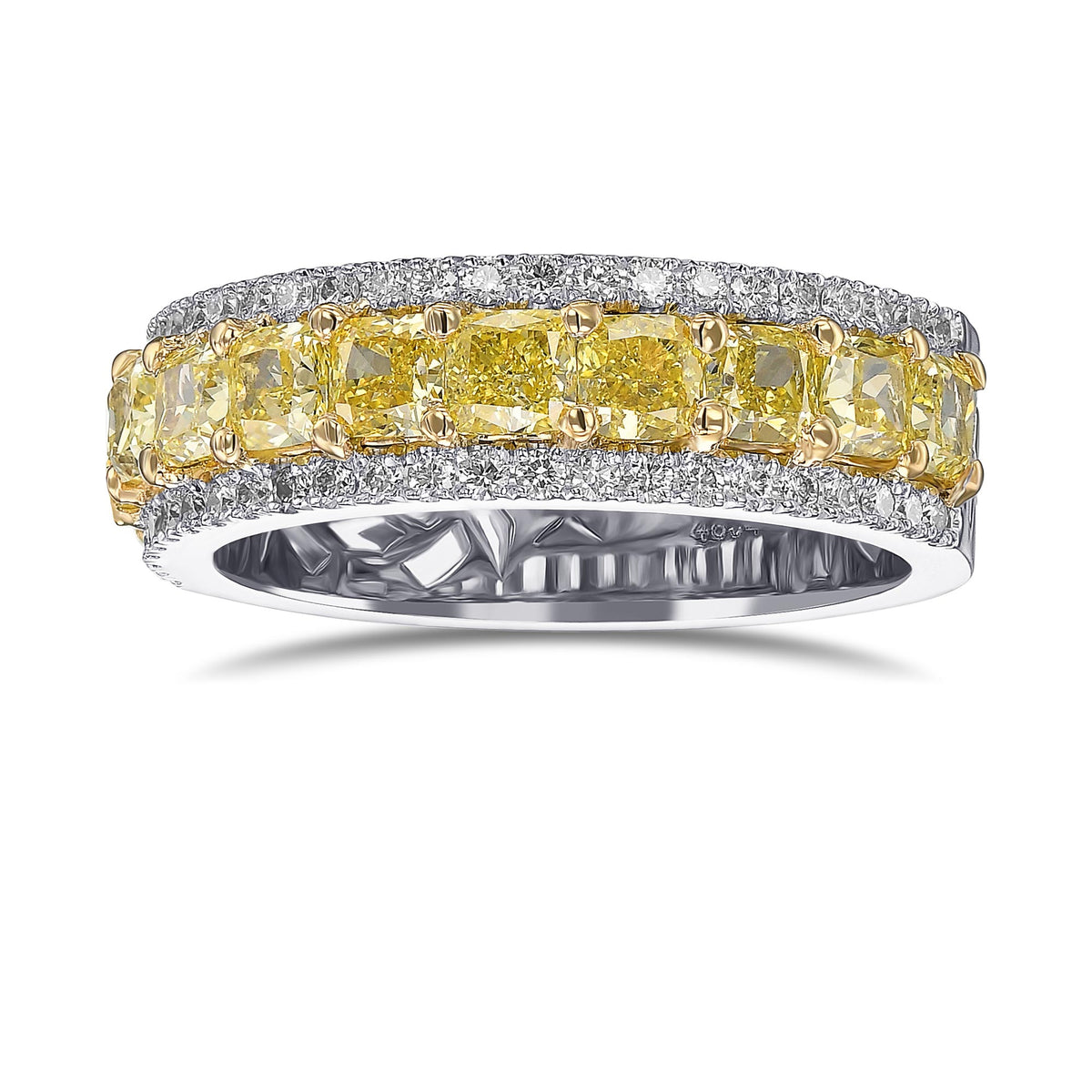 Fancy Yellow Cushion Diamond Band Ring