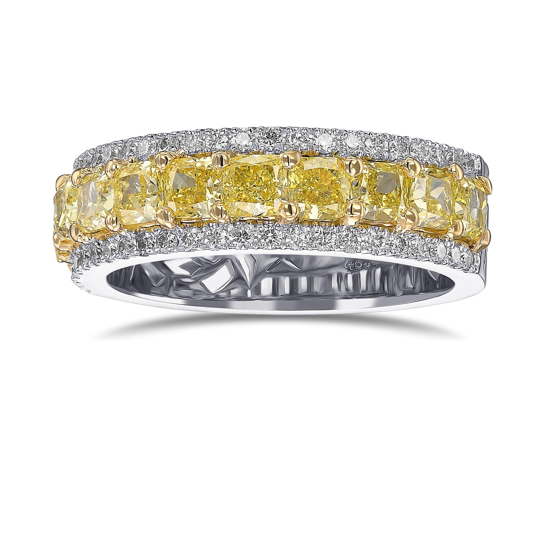 Fancy Yellow Cushion Diamond Band Ring