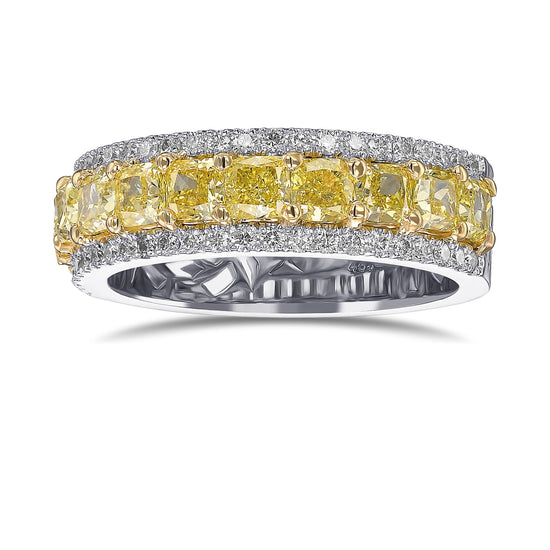Fancy Yellow Cushion Diamond Band Ring
