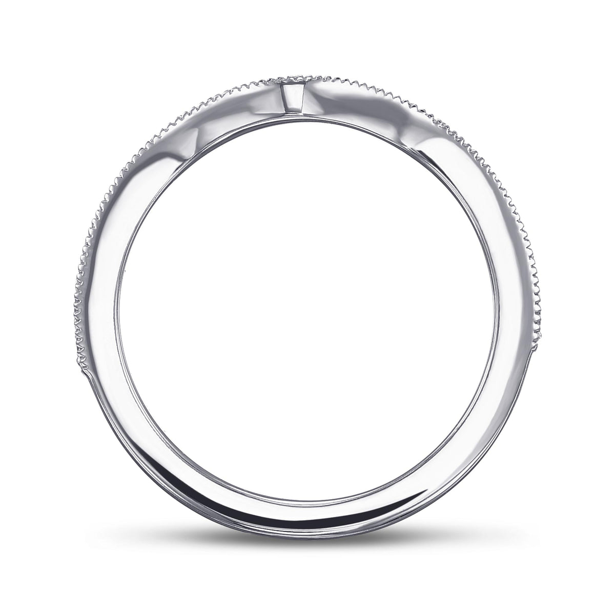  Contoured Milgrain Diamond Wedding Band
