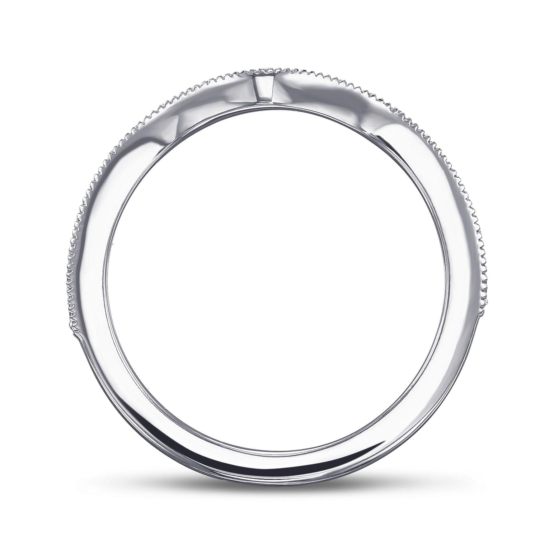  Contoured Milgrain Diamond Wedding Band