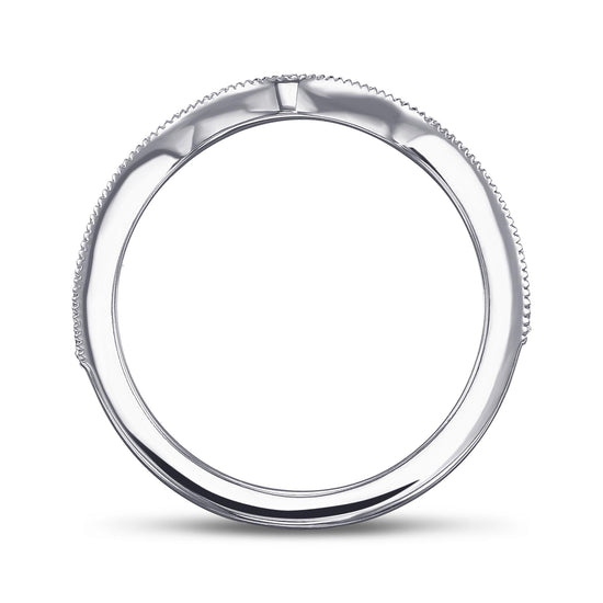  Contoured Milgrain Diamond Wedding Band