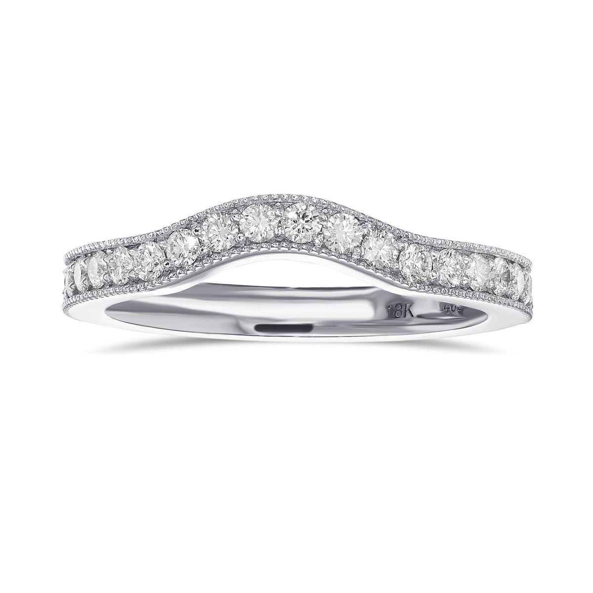  Contoured Milgrain Diamond Wedding Band